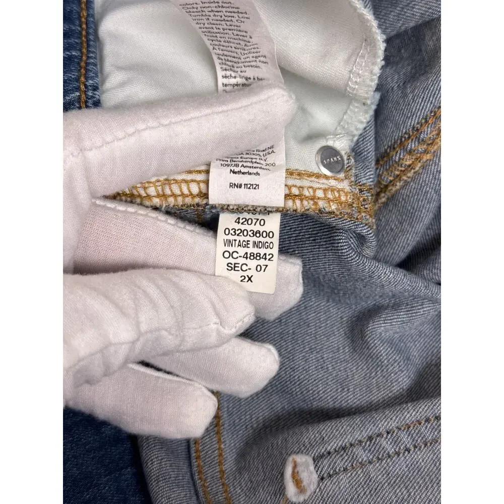 Spanx Jeans 2X Womens Seamed Front Wide Leg Stretch Denim